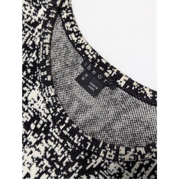 Theory Alancy C Tweedscape Dress Fit Flare Black White Pixel Tank Womens Medium - Picture 5 of 7